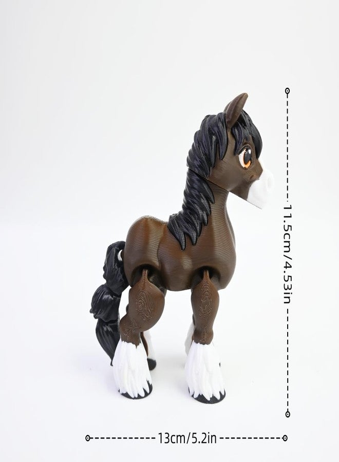 VUNDO 3D Printed Foal, 3D Printed Animals, Full Articulated Flexible Fidget Toys for Desk Décor - Brown - Small - 5Inch - Image 2